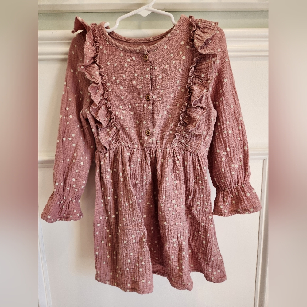 Pink Polka Dot Kids Casual Dress